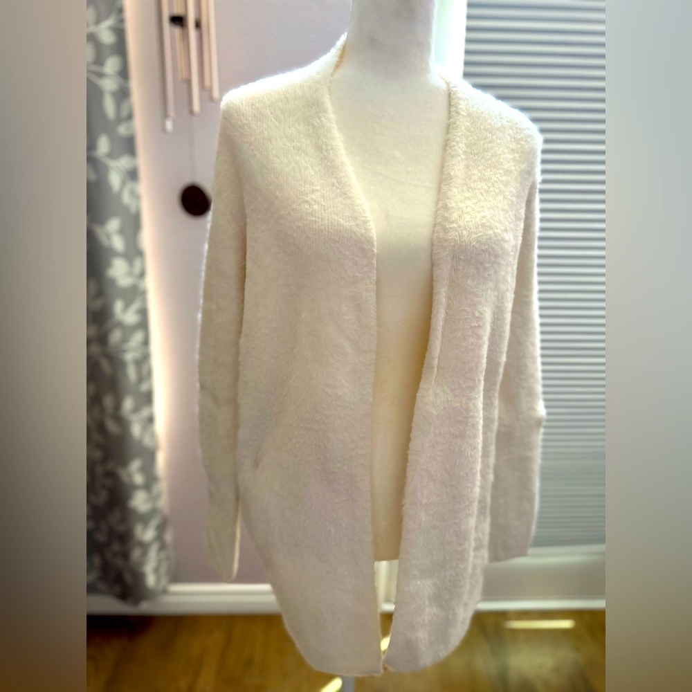 Banana, Republic, soft, fuzzy, cream white cardigan, size small